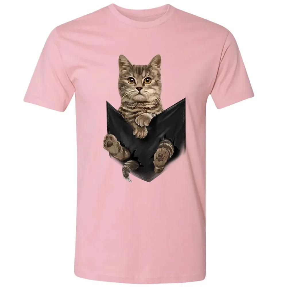 Brown Cat Sits in Pocket  Cats   Gifts Premium Unisex T-shirt - 3