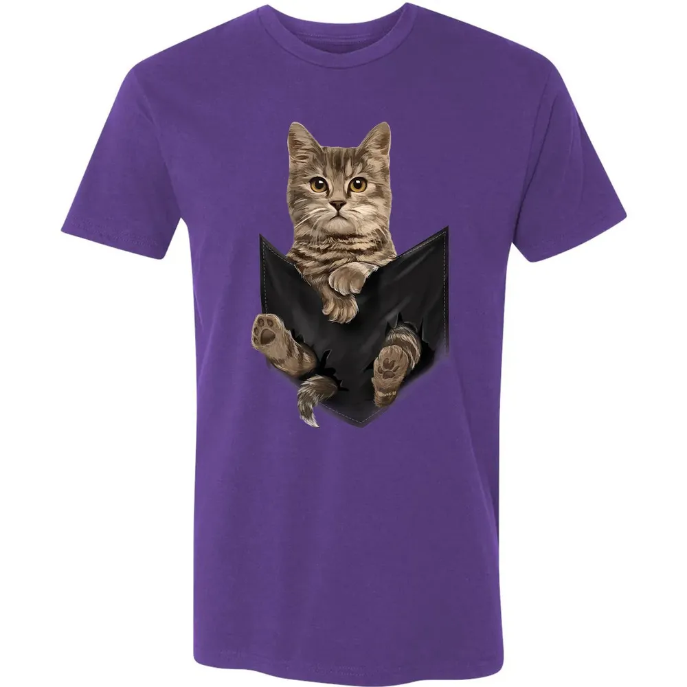 Brown Cat Sits in Pocket  Cats   Gifts Premium Unisex T-shirt - 7