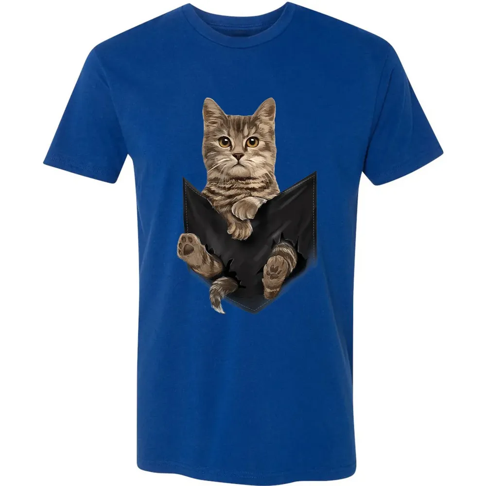 Brown Cat Sits in Pocket  Cats   Gifts Premium Unisex T-shirt - 10