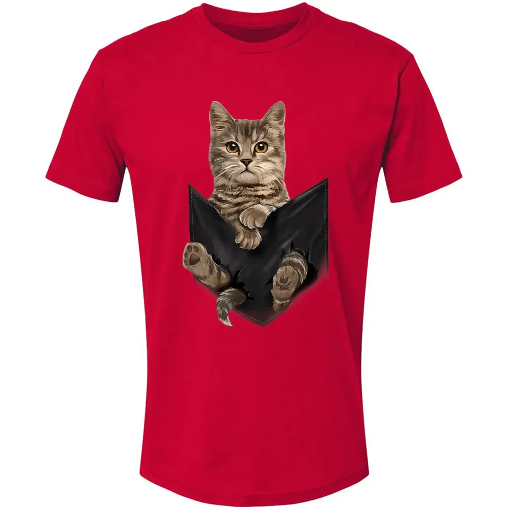 Brown Cat Sits in Pocket  Cats   Gifts Premium Unisex T-shirt - 6