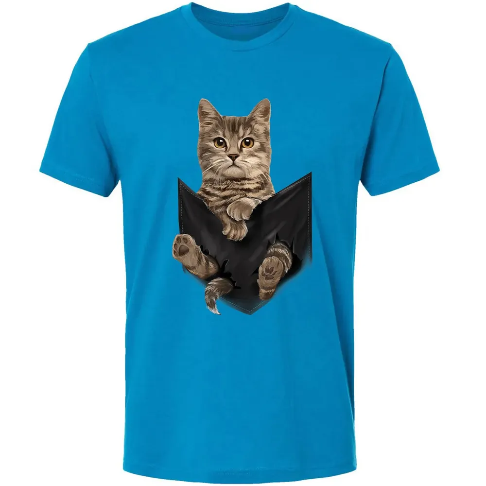 Brown Cat Sits in Pocket  Cats   Gifts Premium Unisex T-shirt - 15
