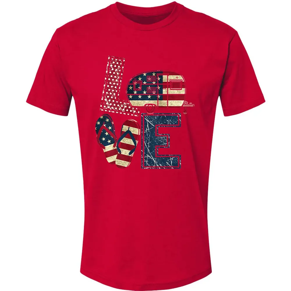 Womens Love Camping And Flip Flops 4th Of July Camper Women Premium Unisex T-shirt - 6