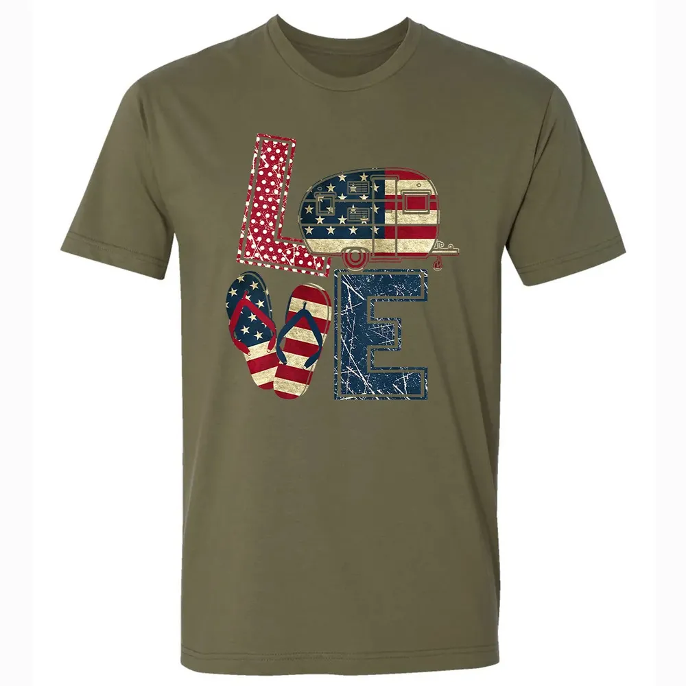 Womens Love Camping And Flip Flops 4th Of July Camper Women Premium Unisex T-shirt - 5