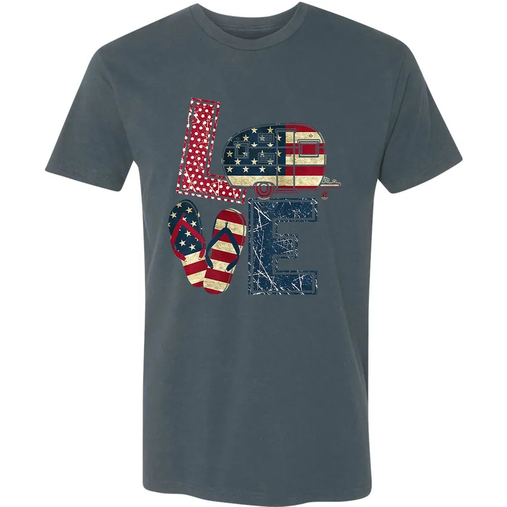 Womens Love Camping And Flip Flops 4th Of July Camper Women Premium Unisex T-shirt - 14