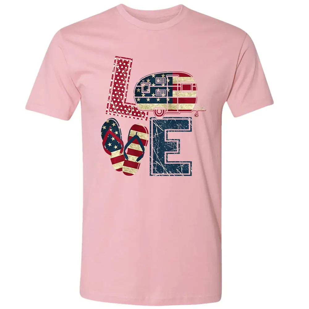 Womens Love Camping And Flip Flops 4th Of July Camper Women Premium Unisex T-shirt - 3