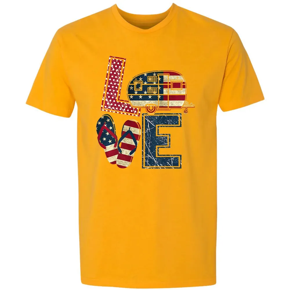 Womens Love Camping And Flip Flops 4th Of July Camper Women Premium Unisex T-shirt - 11