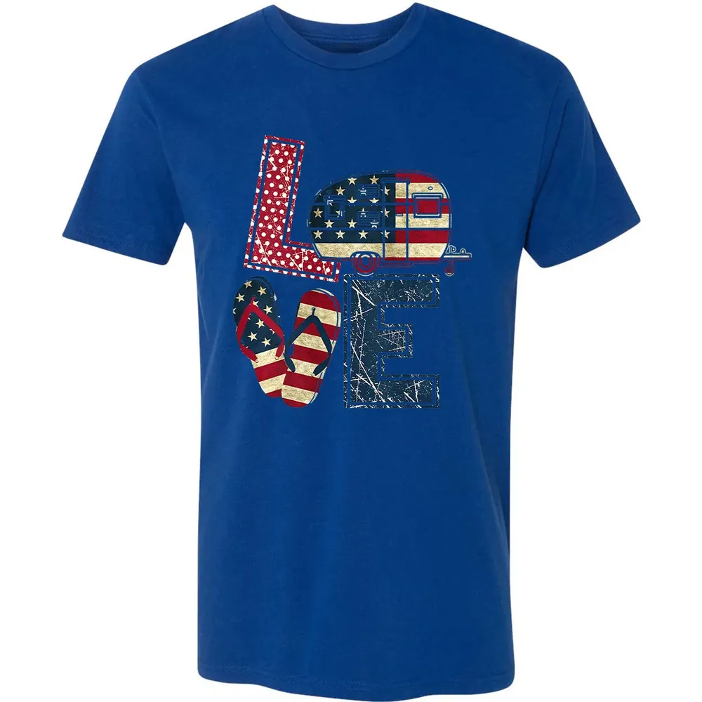 Womens Love Camping And Flip Flops 4th Of July Camper Women Premium Unisex T-shirt - 10