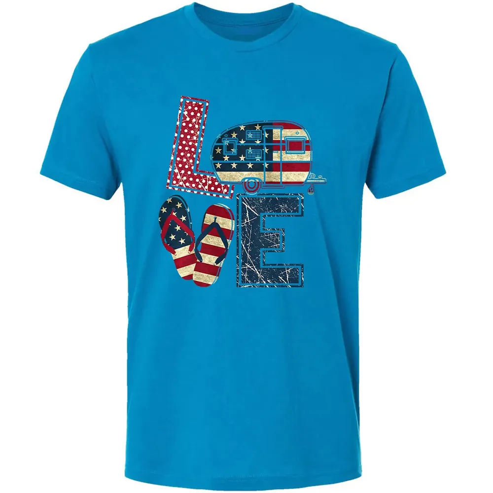 Womens Love Camping And Flip Flops 4th Of July Camper Women Premium Unisex T-shirt - 15