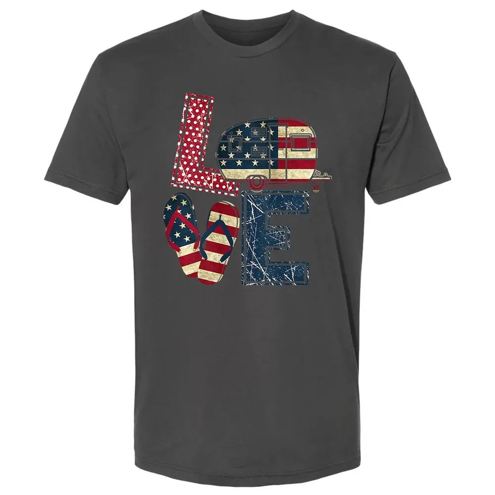 Womens Love Camping And Flip Flops 4th Of July Camper Women Premium Unisex T-shirt - 8