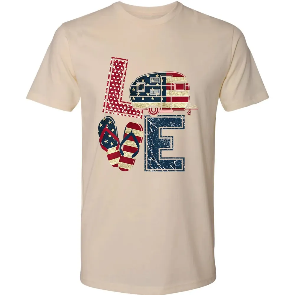 Womens Love Camping And Flip Flops 4th Of July Camper Women Premium Unisex T-shirt - 13
