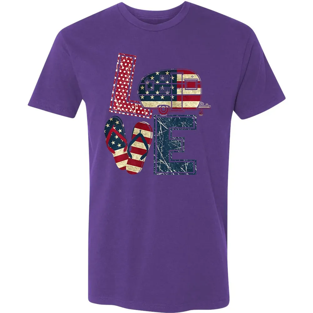 Womens Love Camping And Flip Flops 4th Of July Camper Women Premium Unisex T-shirt - 7