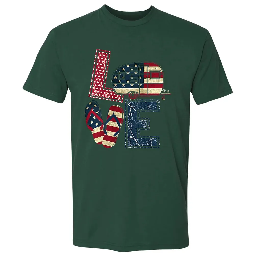 Womens Love Camping And Flip Flops 4th Of July Camper Women Premium Unisex T-shirt - 12