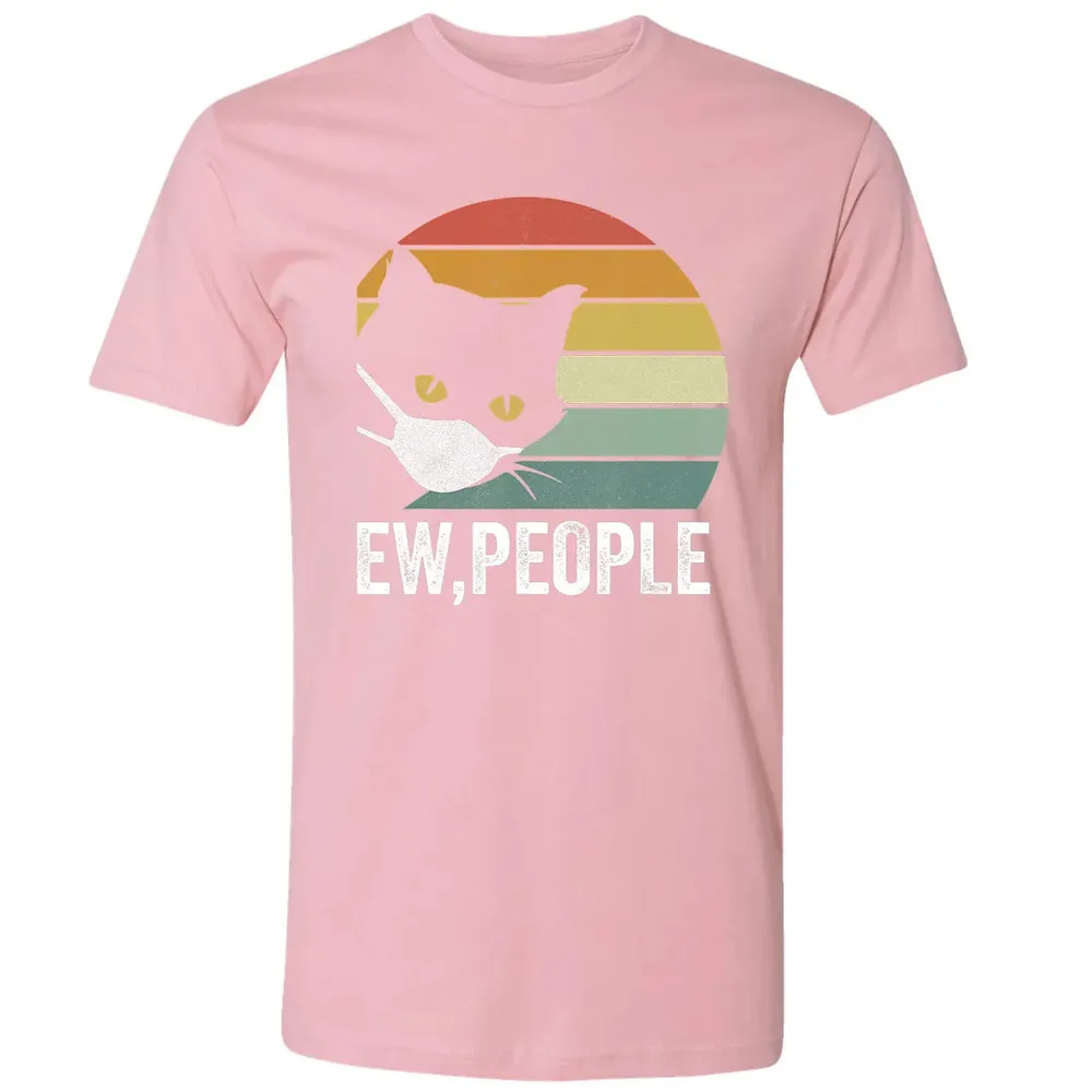 Retro Vintage Ew, people Black Cat Mask Quarantine Funny Cat Premium Unisex T-shirt - 3