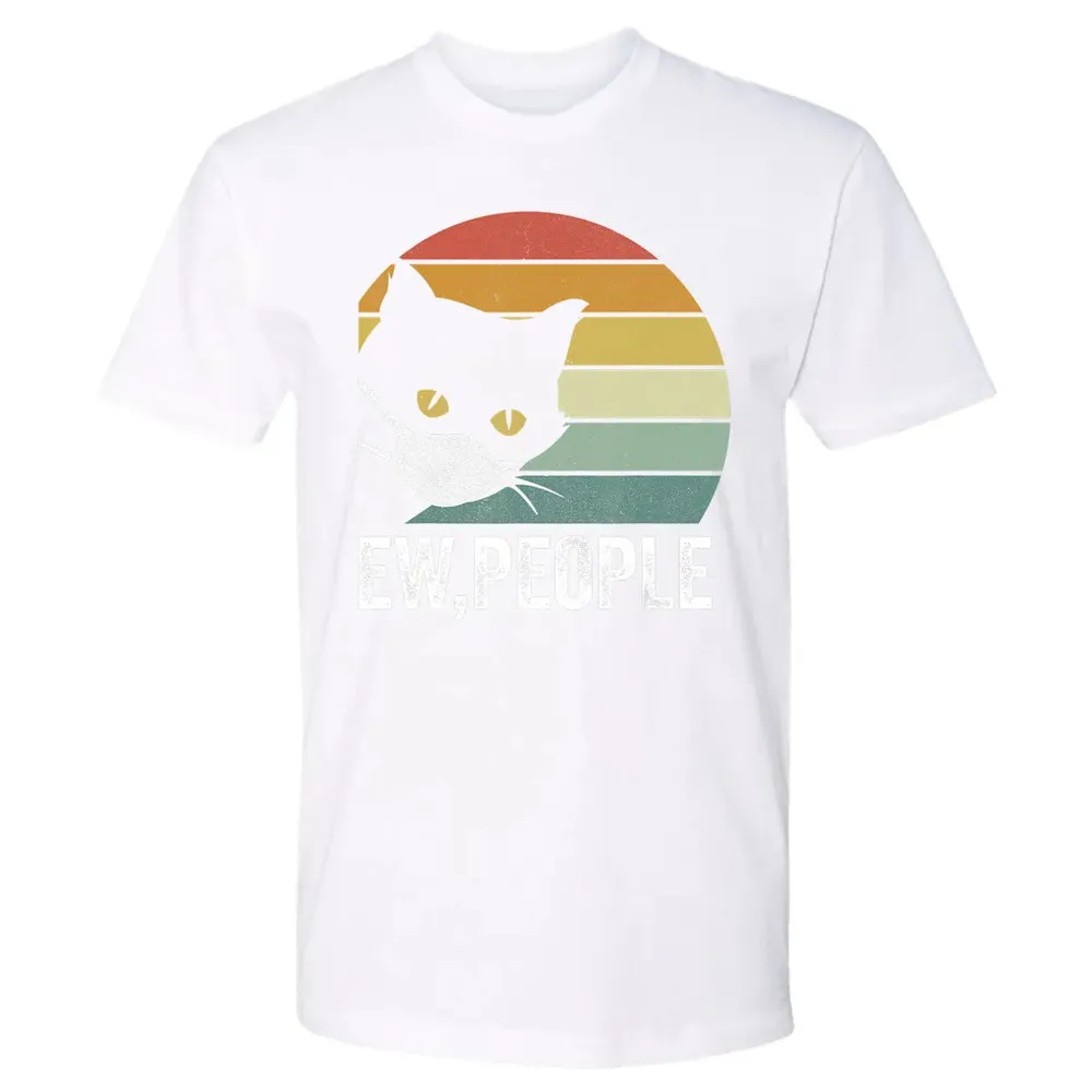 Retro Vintage Ew, people Black Cat Mask Quarantine Funny Cat Premium Unisex T-shirt - 4