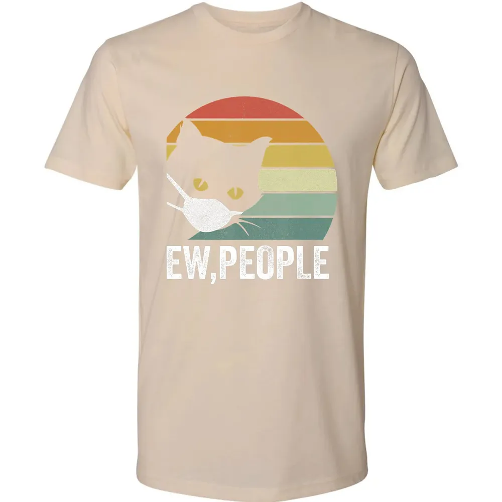 Retro Vintage Ew, people Black Cat Mask Quarantine Funny Cat Premium Unisex T-shirt - 13
