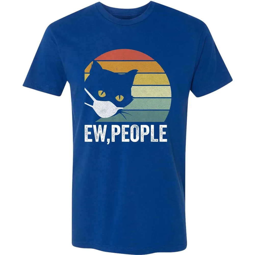 Retro Vintage Ew, people Black Cat Mask Quarantine Funny Cat Premium Unisex T-shirt - 10