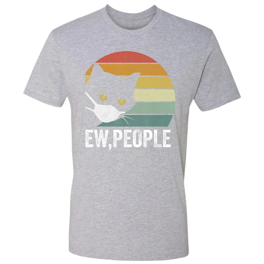 Retro Vintage Ew, people Black Cat Mask Quarantine Funny Cat Premium Unisex T-shirt - 9