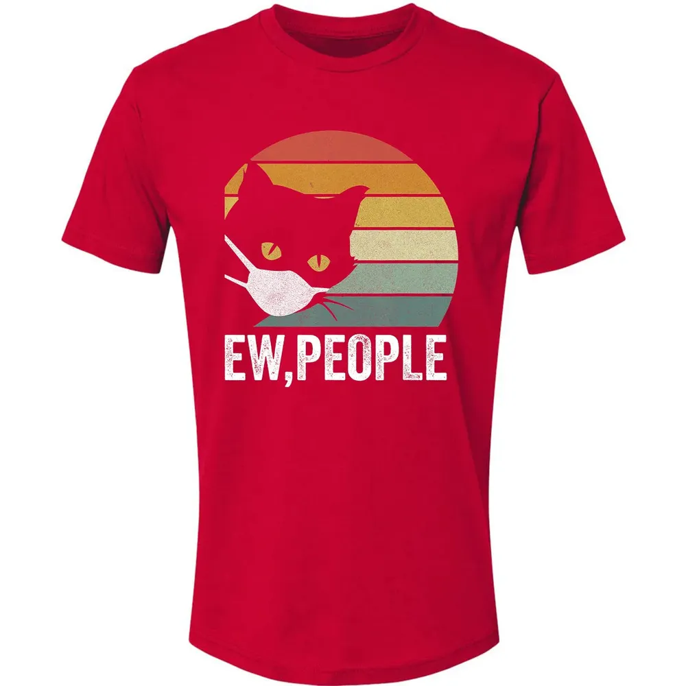 Retro Vintage Ew, people Black Cat Mask Quarantine Funny Cat Premium Unisex T-shirt - 6
