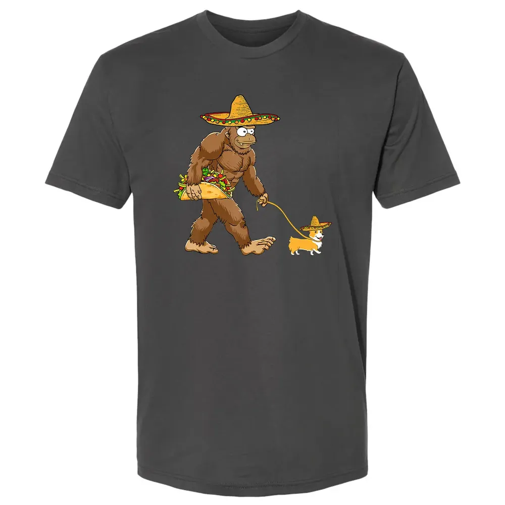 Bigfoot Taco Sombrero Corgi Dog Cinco de Mayo s Premium Unisex T-shirt - 8