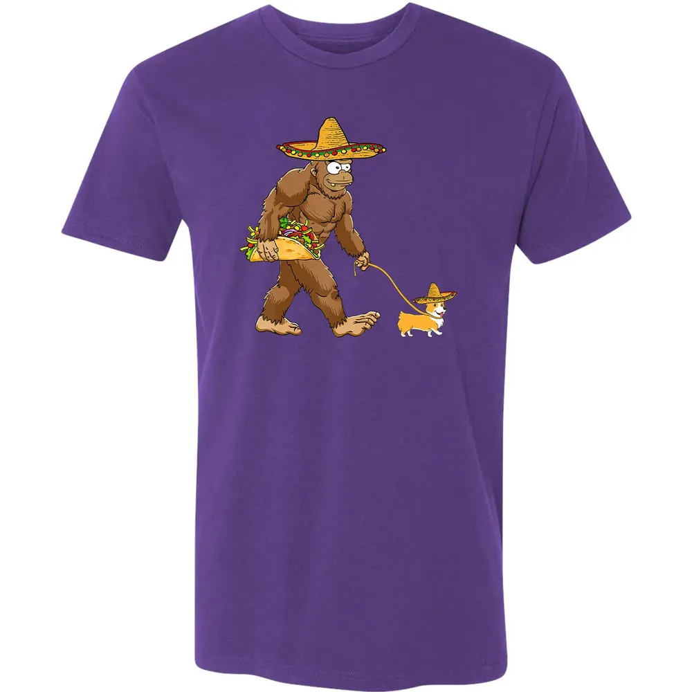 Bigfoot Taco Sombrero Corgi Dog Cinco de Mayo s Premium Unisex T-shirt - 7