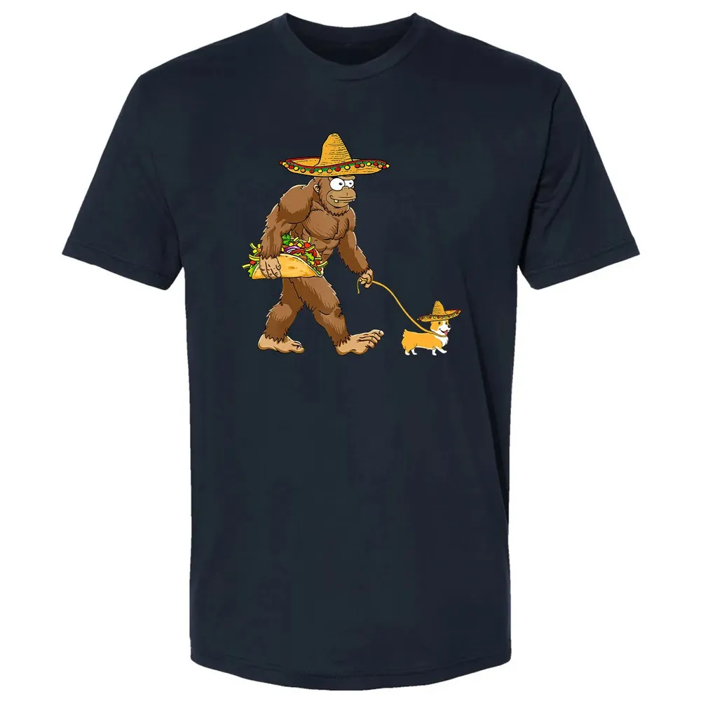 Bigfoot Taco Sombrero Corgi Dog Cinco de Mayo s Premium Unisex T-shirt - 2