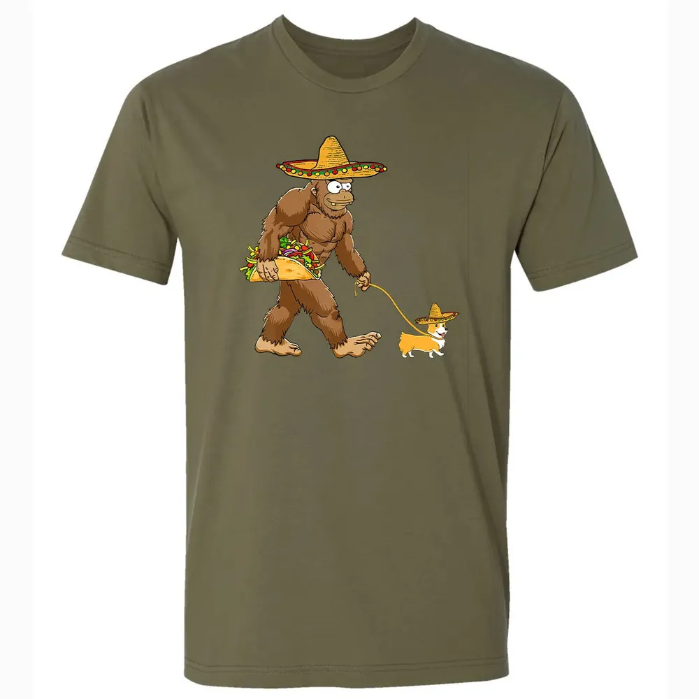 Bigfoot Taco Sombrero Corgi Dog Cinco de Mayo s Premium Unisex T-shirt - 5