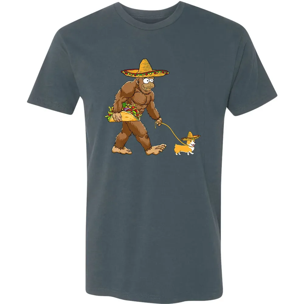 Bigfoot Taco Sombrero Corgi Dog Cinco de Mayo s Premium Unisex T-shirt - 14