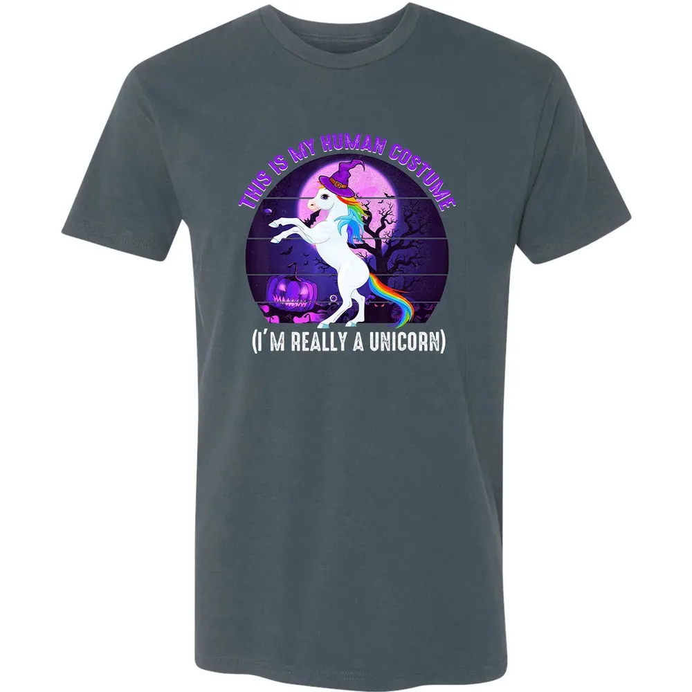This is My Human Costume Funny Unicorn Halloween Premium Unisex T-shirt - 14