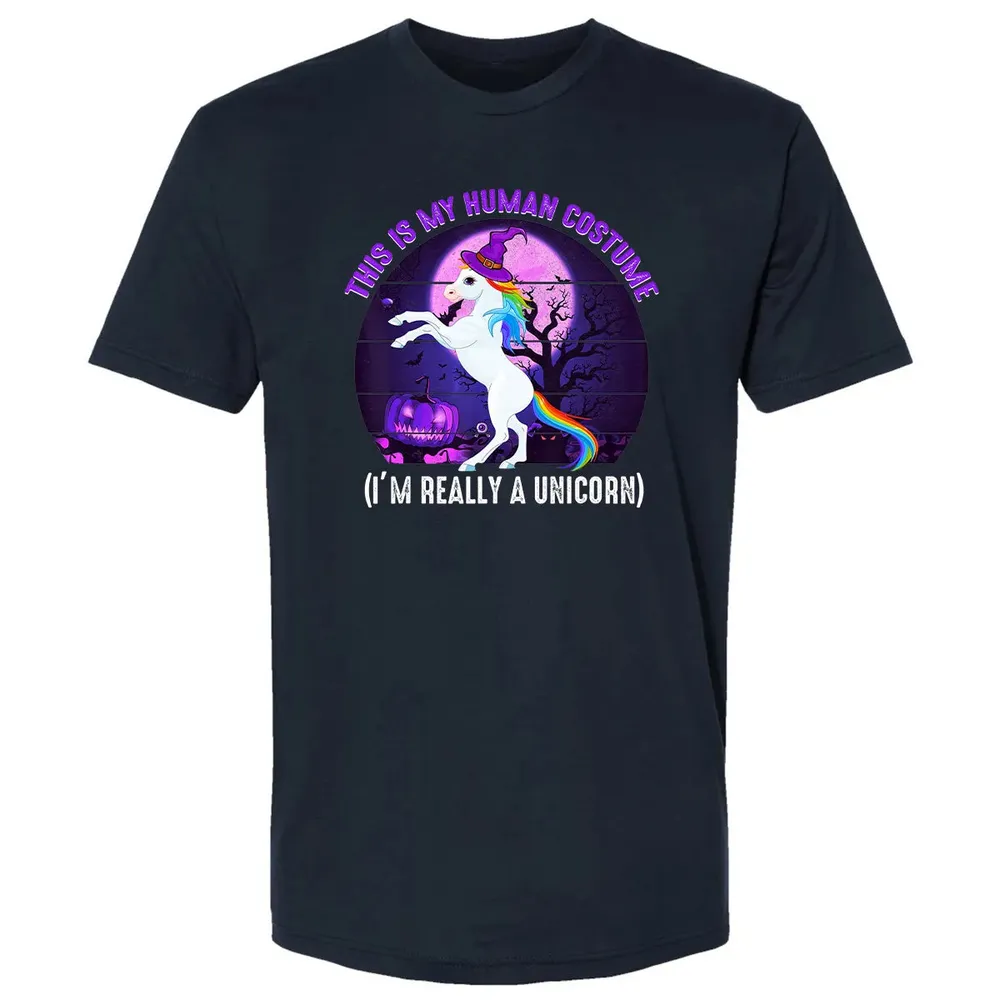 This is My Human Costume Funny Unicorn Halloween Premium Unisex T-shirt - 2