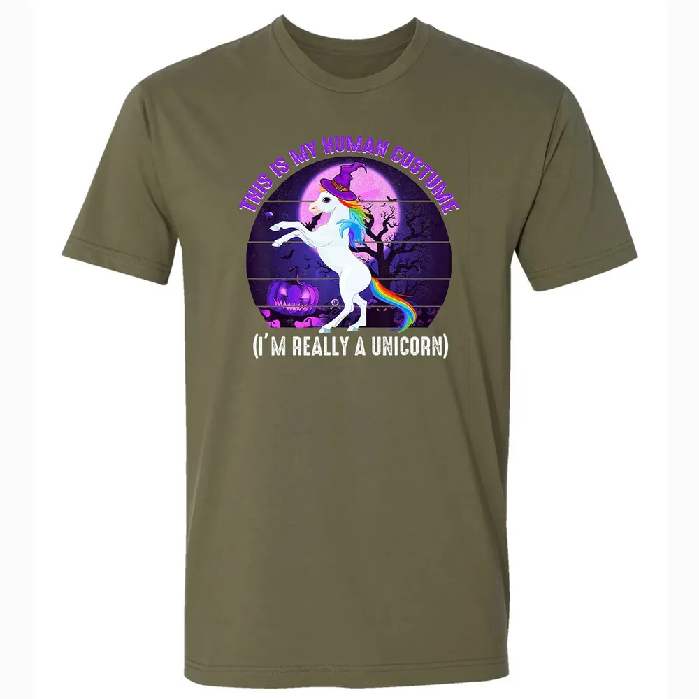 This is My Human Costume Funny Unicorn Halloween Premium Unisex T-shirt - 5