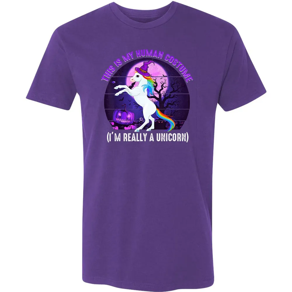 This is My Human Costume Funny Unicorn Halloween Premium Unisex T-shirt - 7