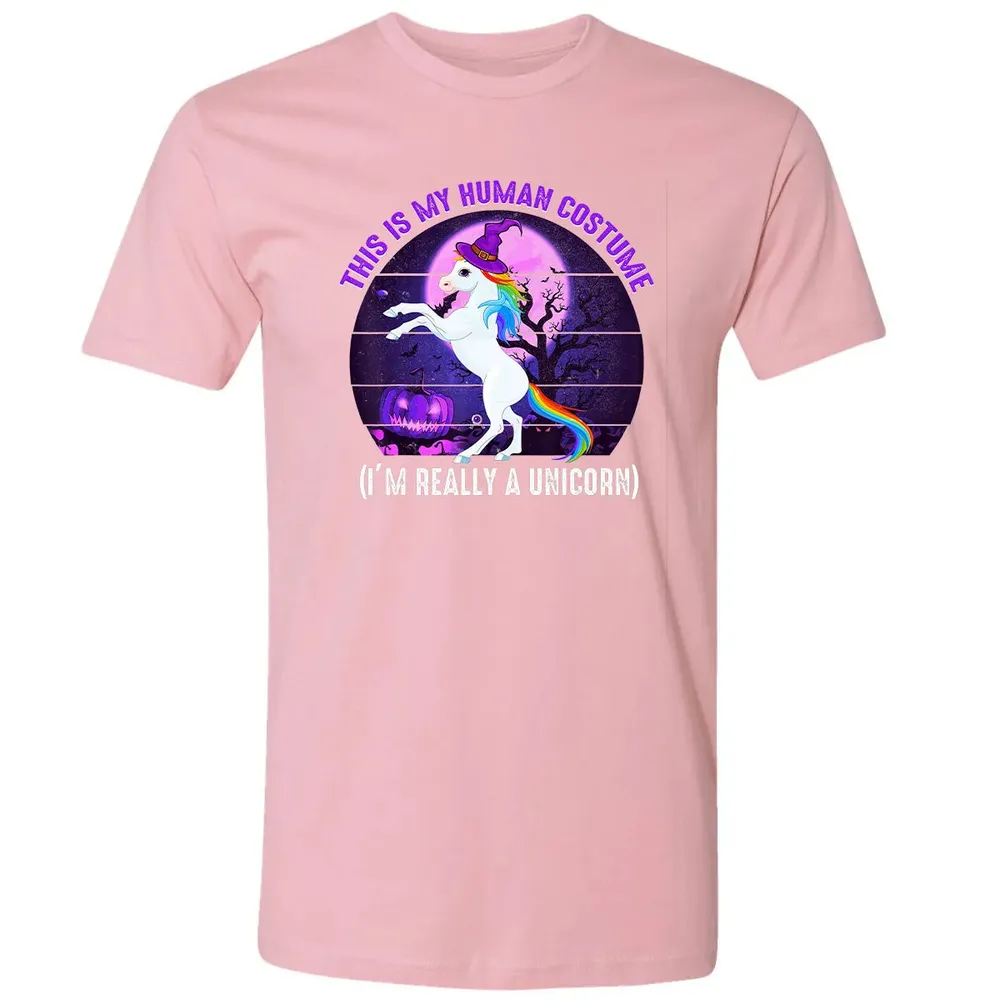 This is My Human Costume Funny Unicorn Halloween Premium Unisex T-shirt - 3
