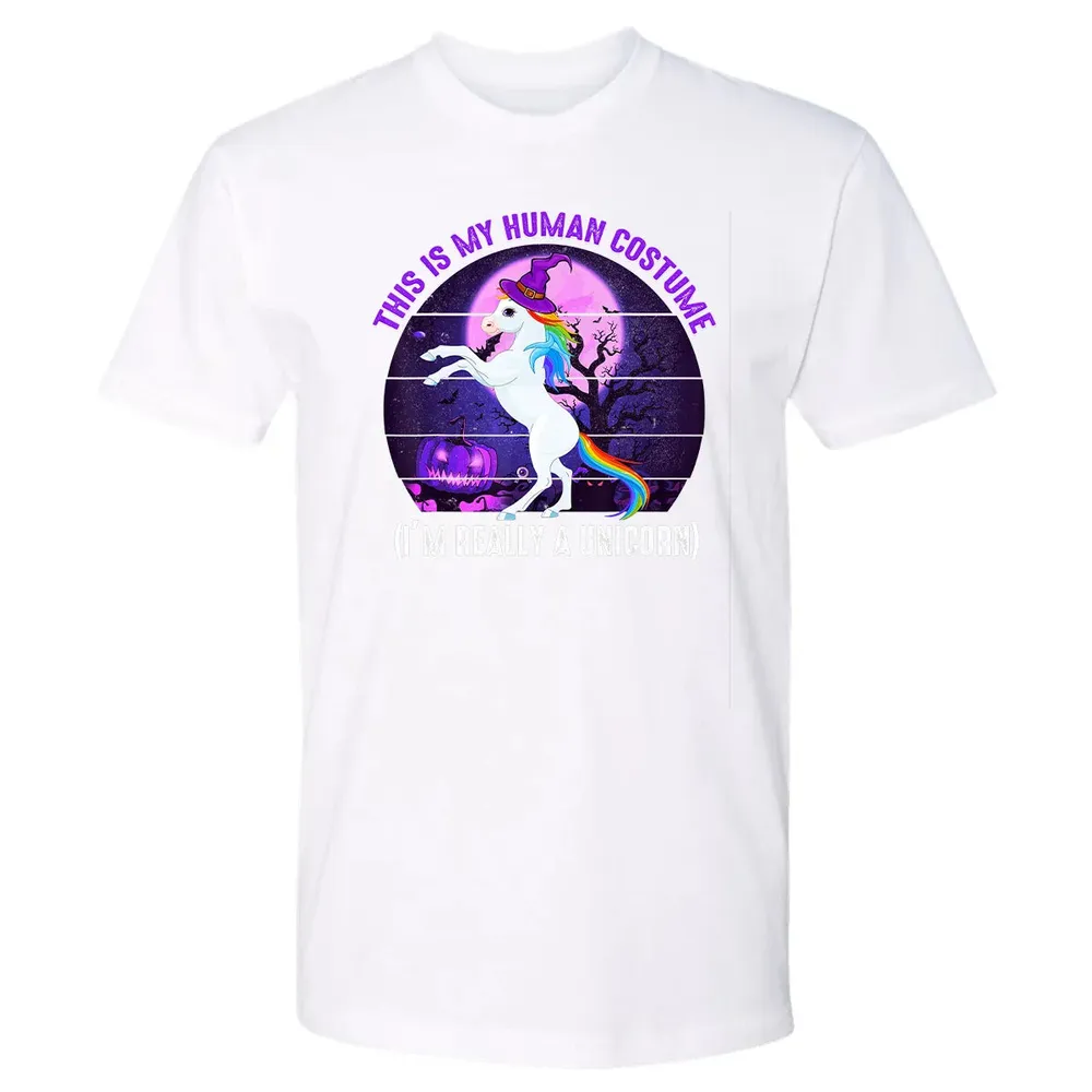 This is My Human Costume Funny Unicorn Halloween Premium Unisex T-shirt - 4