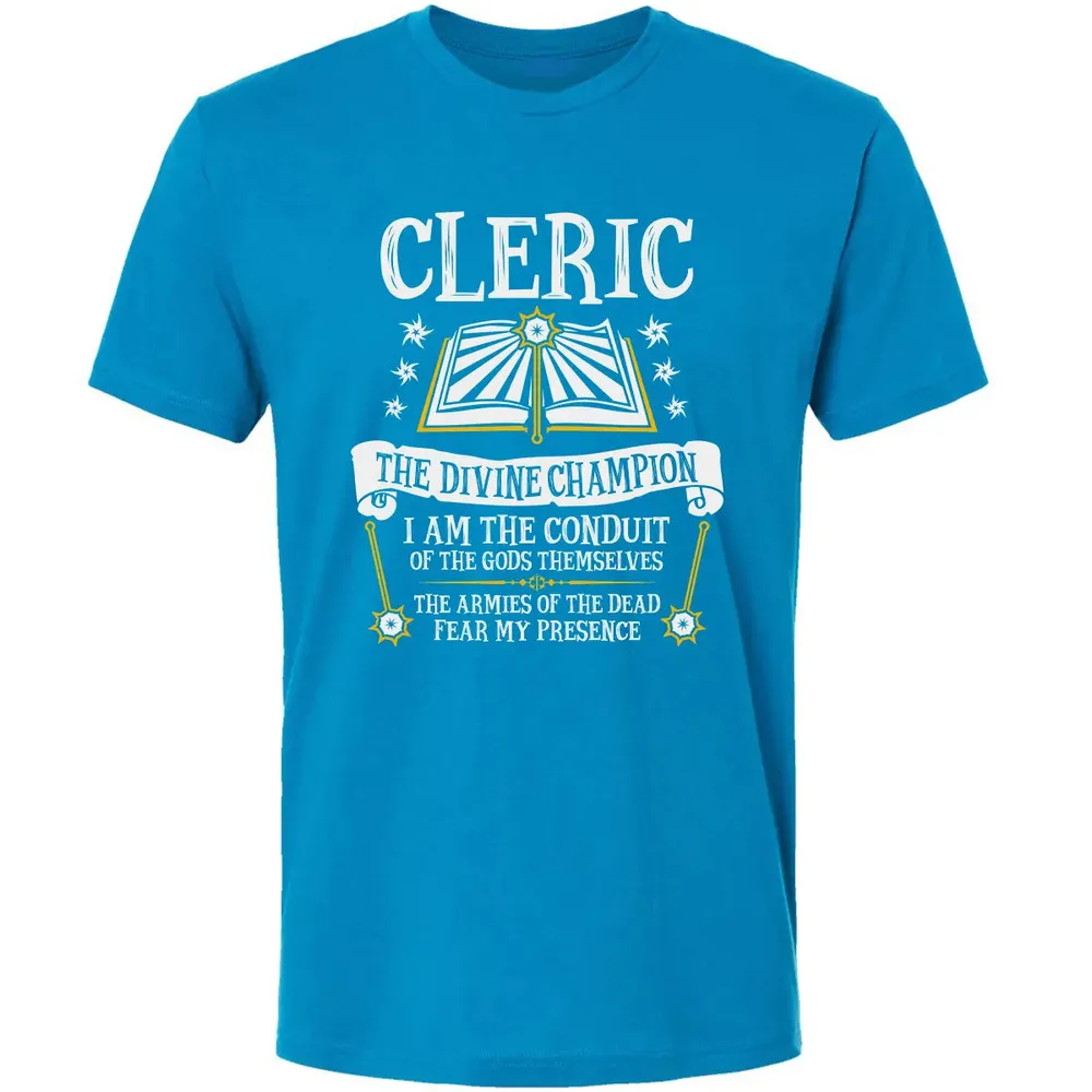 CLERIC, THE DIVINE CHAMPION (Black) Premium Unisex T-shirt - 15
