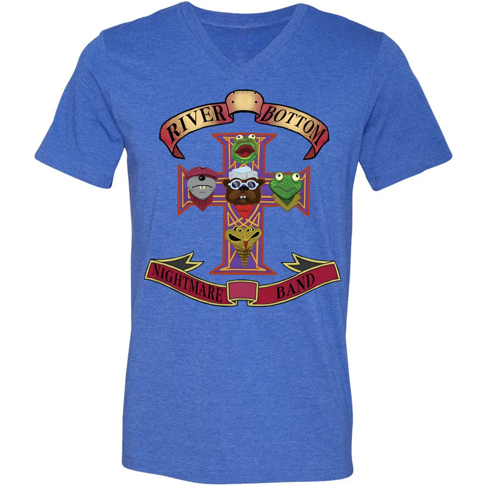Unisex V-neck T-shirt - Black - THANGFIXED (Copy) - Heather True Royal - 14