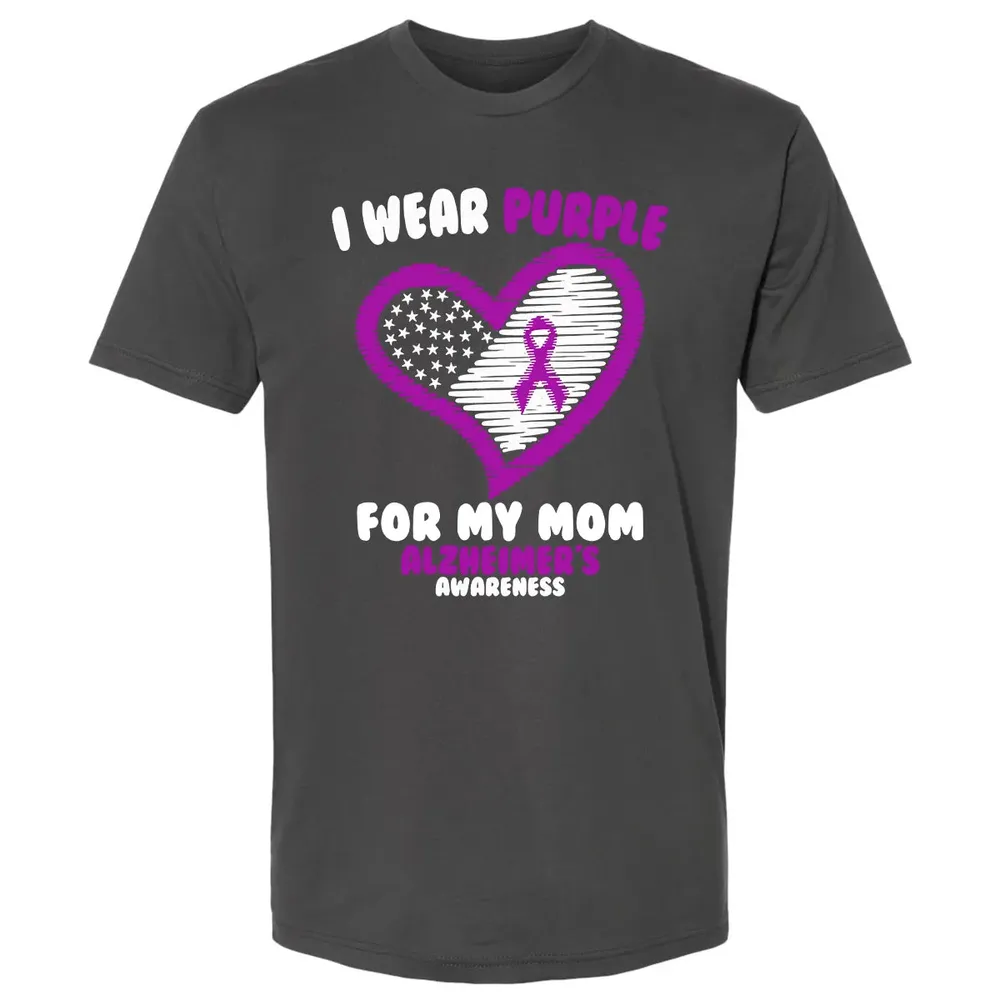 I Wear Purple For My Mom Alzheimer's Awareness Premium Unisex T-shirt - 8