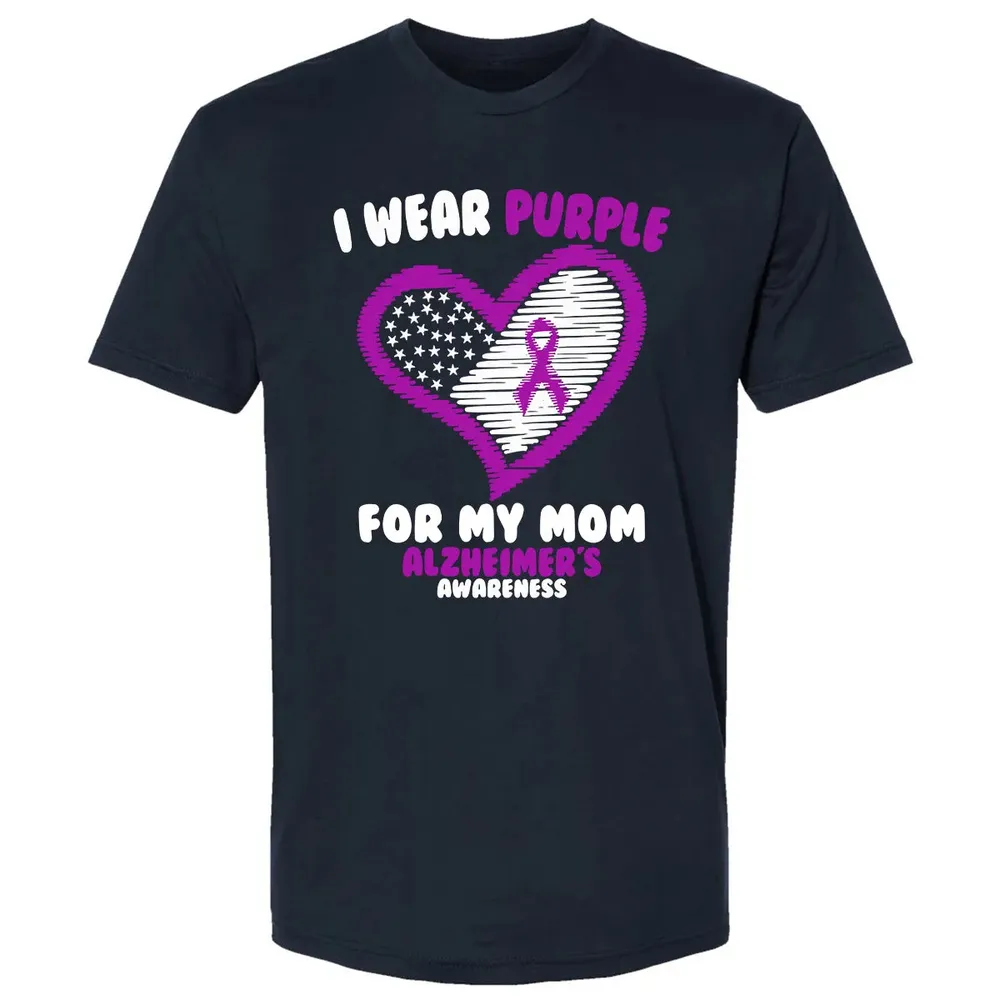I Wear Purple For My Mom Alzheimer's Awareness Premium Unisex T-shirt - 2