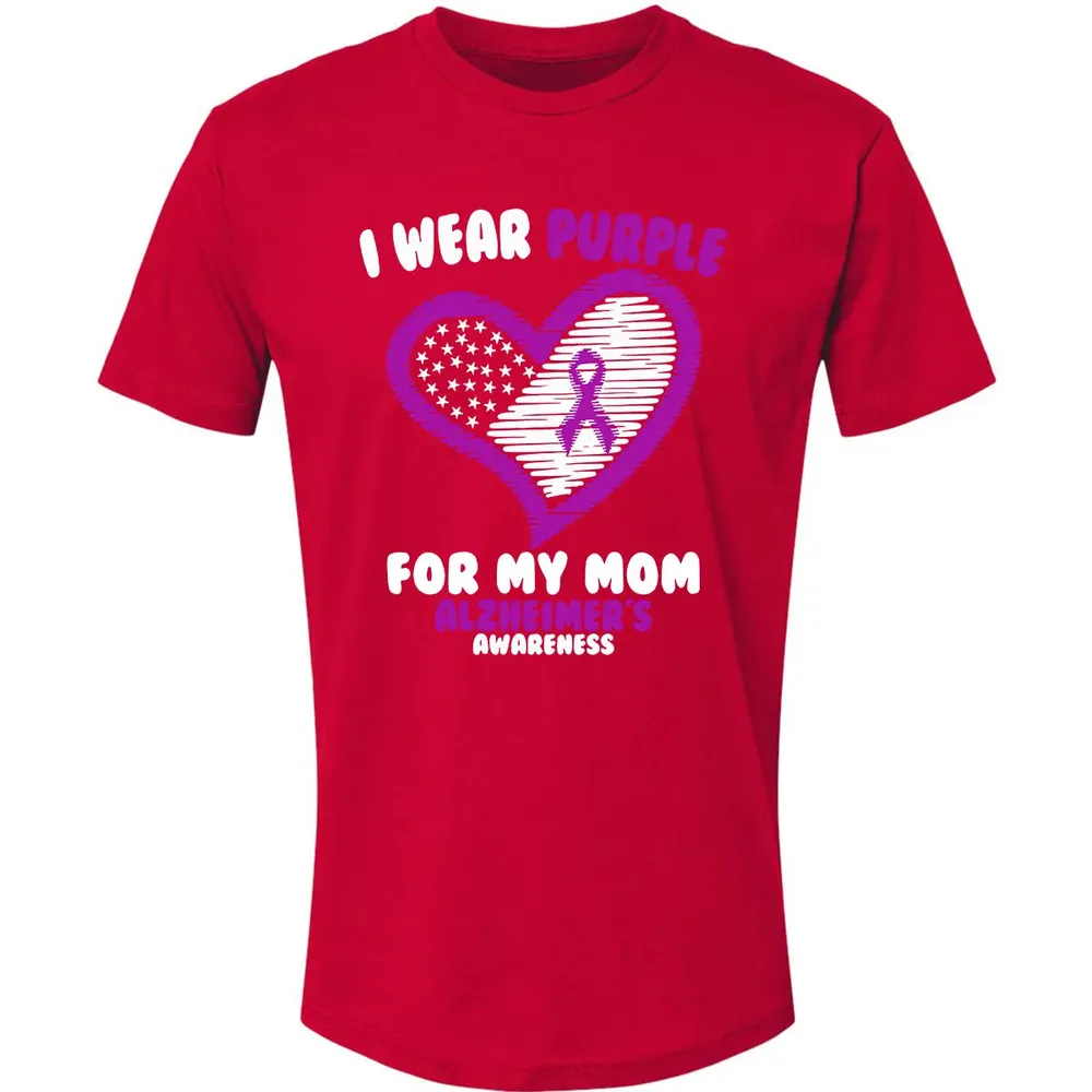 I Wear Purple For My Mom Alzheimer's Awareness Premium Unisex T-shirt - 6
