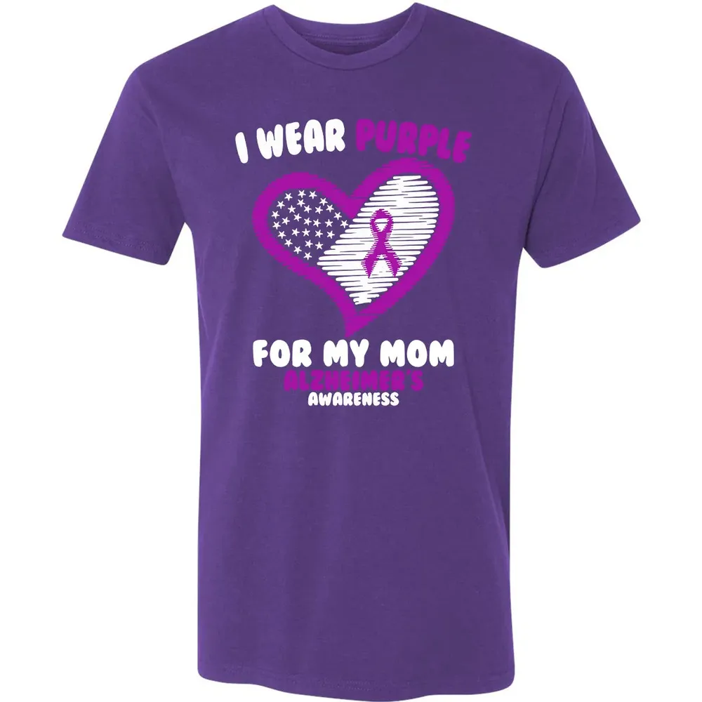 I Wear Purple For My Mom Alzheimer's Awareness Premium Unisex T-shirt - 7