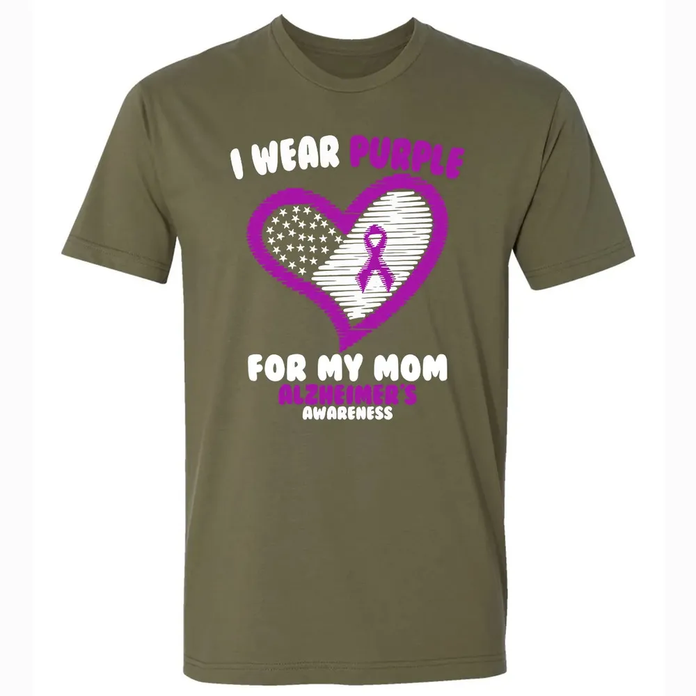 I Wear Purple For My Mom Alzheimer's Awareness Premium Unisex T-shirt - 5