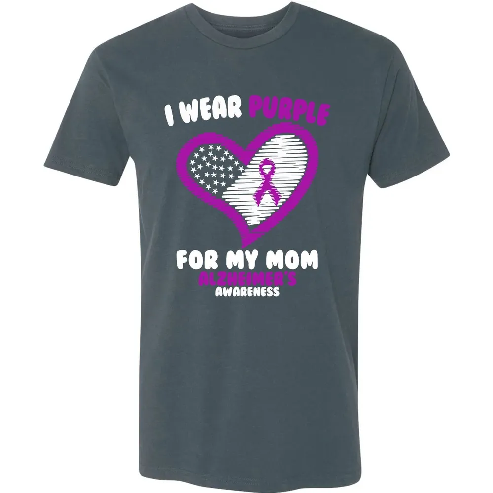 I Wear Purple For My Mom Alzheimer's Awareness Premium Unisex T-shirt - 14