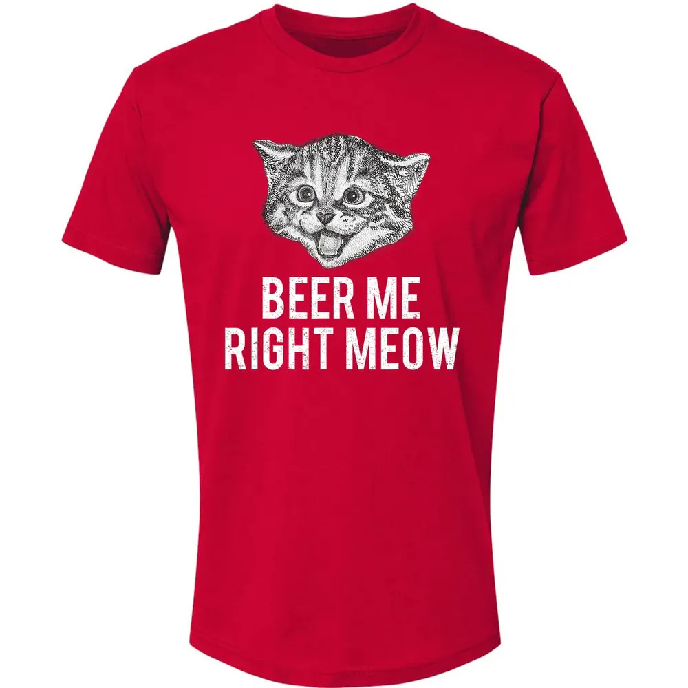 Beer Me Right Meow Cute Cat Drinking Pun Funny Gift Premium Unisex T-shirt - 6