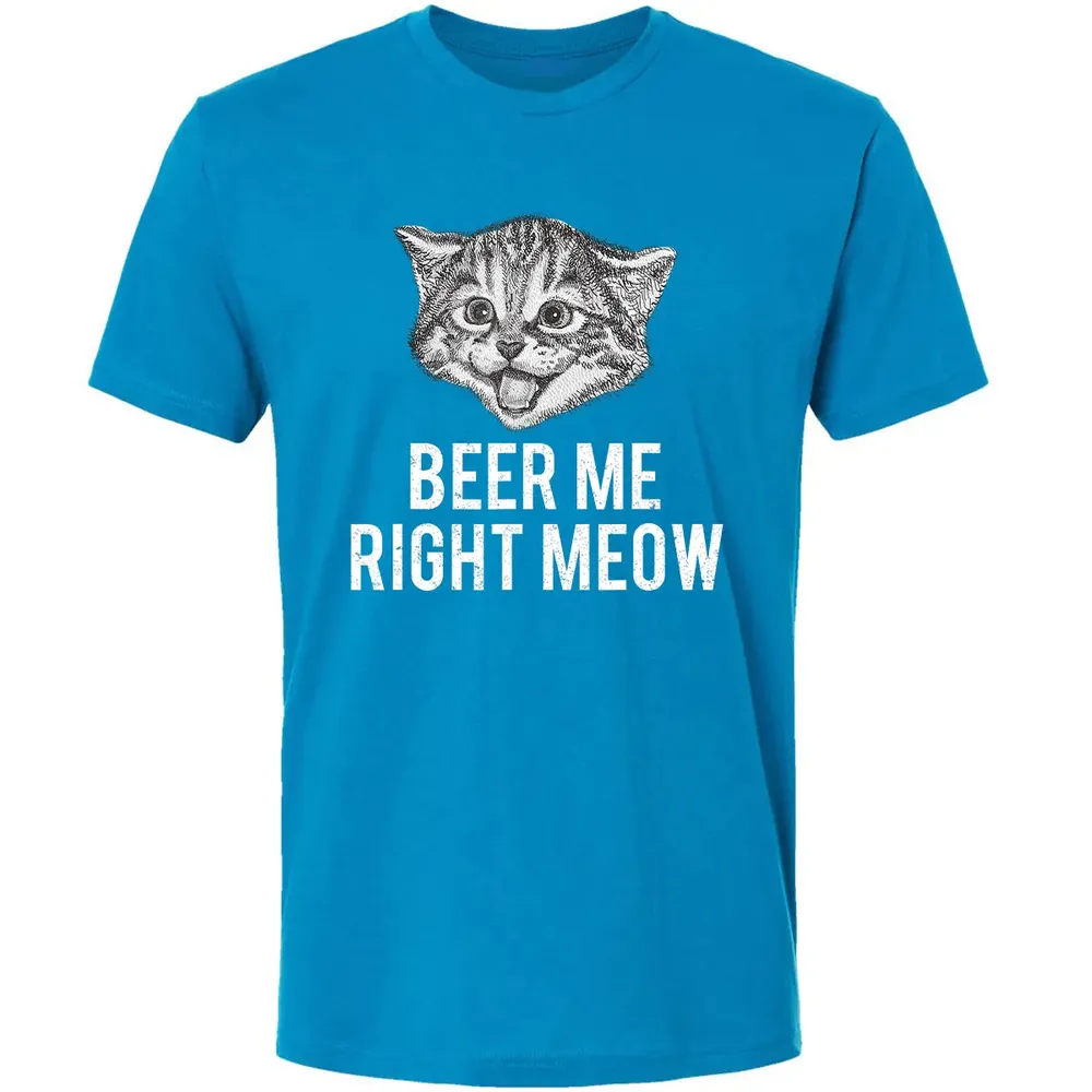 Beer Me Right Meow Cute Cat Drinking Pun Funny Gift Premium Unisex T-shirt - 15