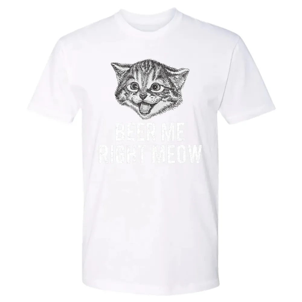 Beer Me Right Meow Cute Cat Drinking Pun Funny Gift Premium Unisex T-shirt - 4