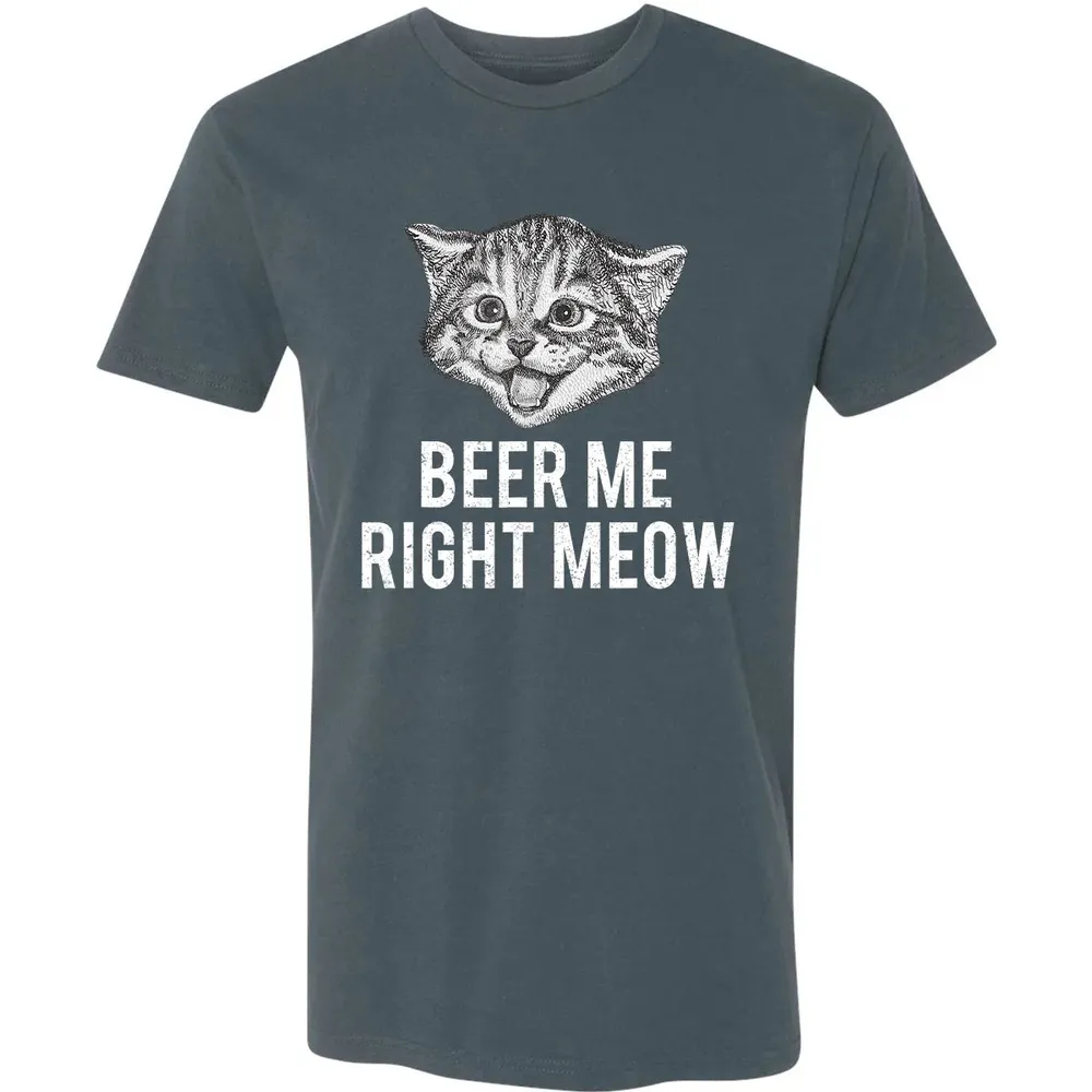 Beer Me Right Meow Cute Cat Drinking Pun Funny Gift Premium Unisex T-shirt - 14