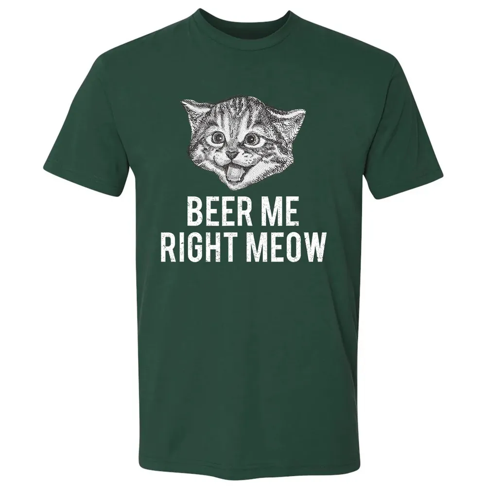 Beer Me Right Meow Cute Cat Drinking Pun Funny Gift Premium Unisex T-shirt - 12