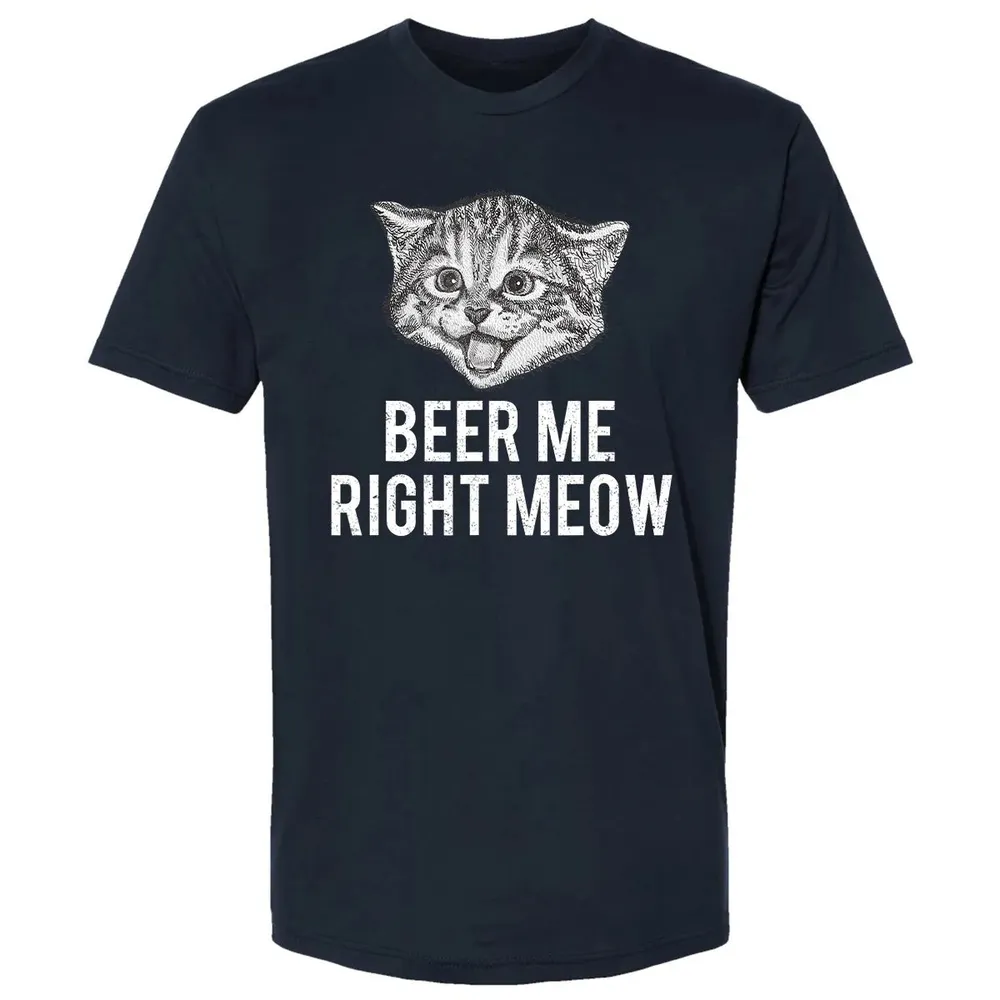 Beer Me Right Meow Cute Cat Drinking Pun Funny Gift Premium Unisex T-shirt - 2