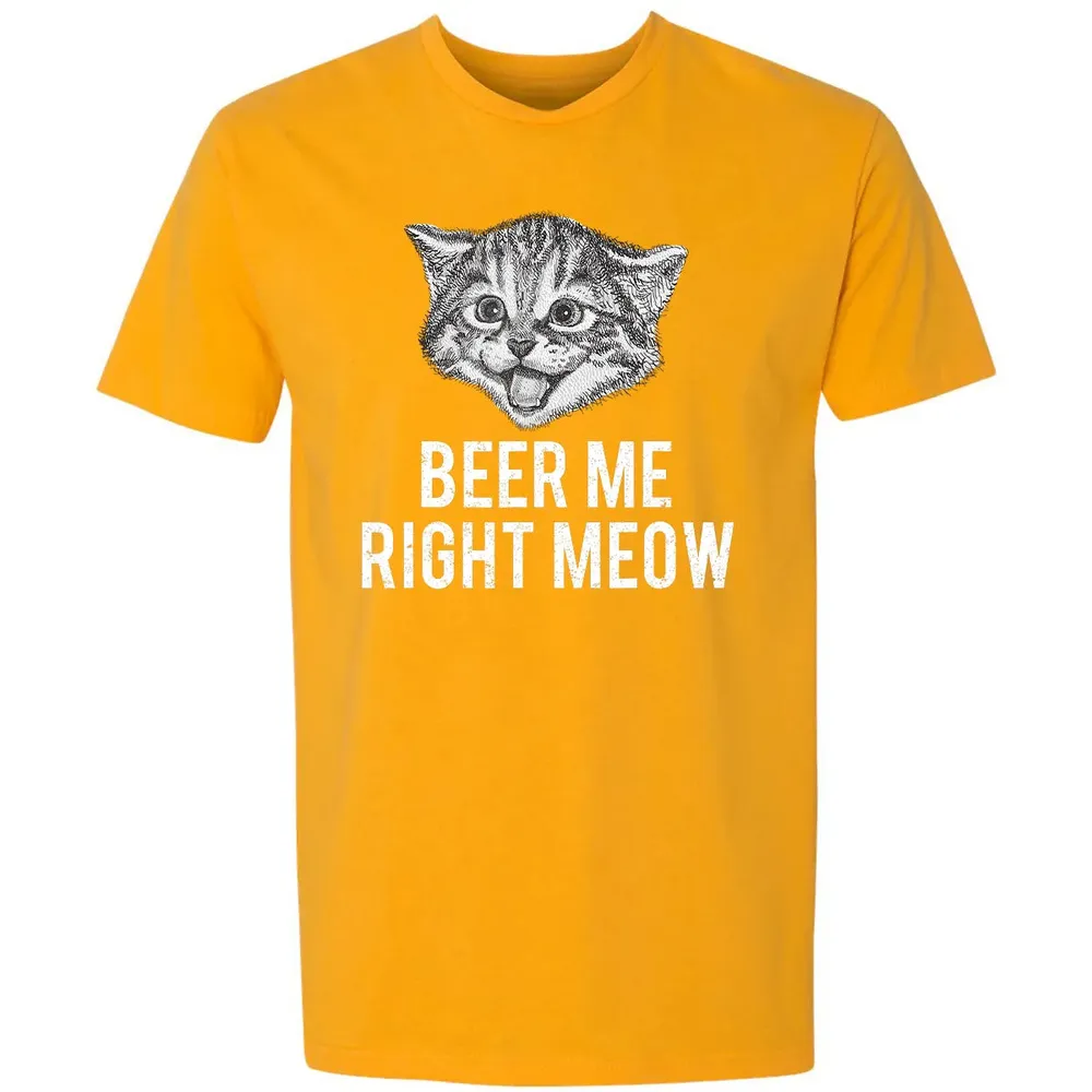 Beer Me Right Meow Cute Cat Drinking Pun Funny Gift Premium Unisex T-shirt - 11