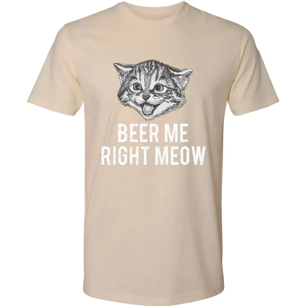 Beer Me Right Meow Cute Cat Drinking Pun Funny Gift Premium Unisex T-shirt - 13