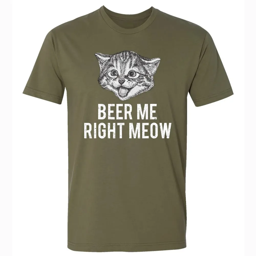 Beer Me Right Meow Cute Cat Drinking Pun Funny Gift Premium Unisex T-shirt - 5